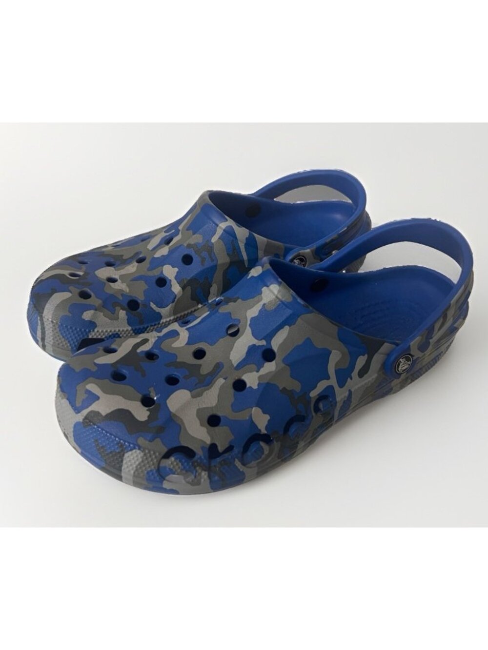 Gray Blue Camo Crocs Size 12 mens Great Condition